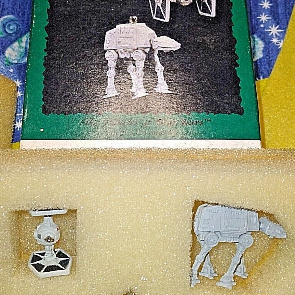 Star Wars Hallmark ORNAMENTS X-WING, TIE, AT-AT FIGURINES SET OF 3 1996 KEEPSA